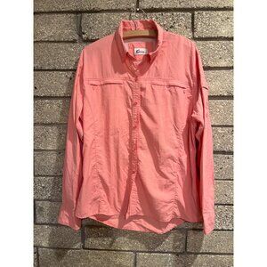 World Wide Sportsman Coral Button-Up Mens Fishing Shirt L Lightweight